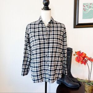 🍋 Madewell • Black & White Plaid Flannel Button Down Shirt